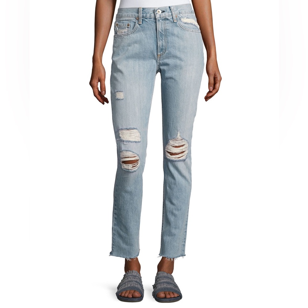 Rag & Bone Size 24 Marilyn Distressed Straight-Leg Jeans, Union Pool